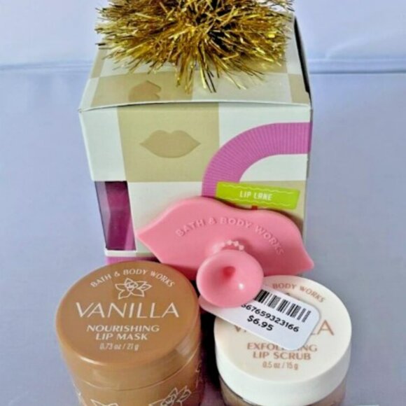 BATH & BODY WORKS LIP RITUAL SET VANILLA LIP MASK LIP SCRUB SCRUBBER GLOSS NWT - Picture 1 of 4